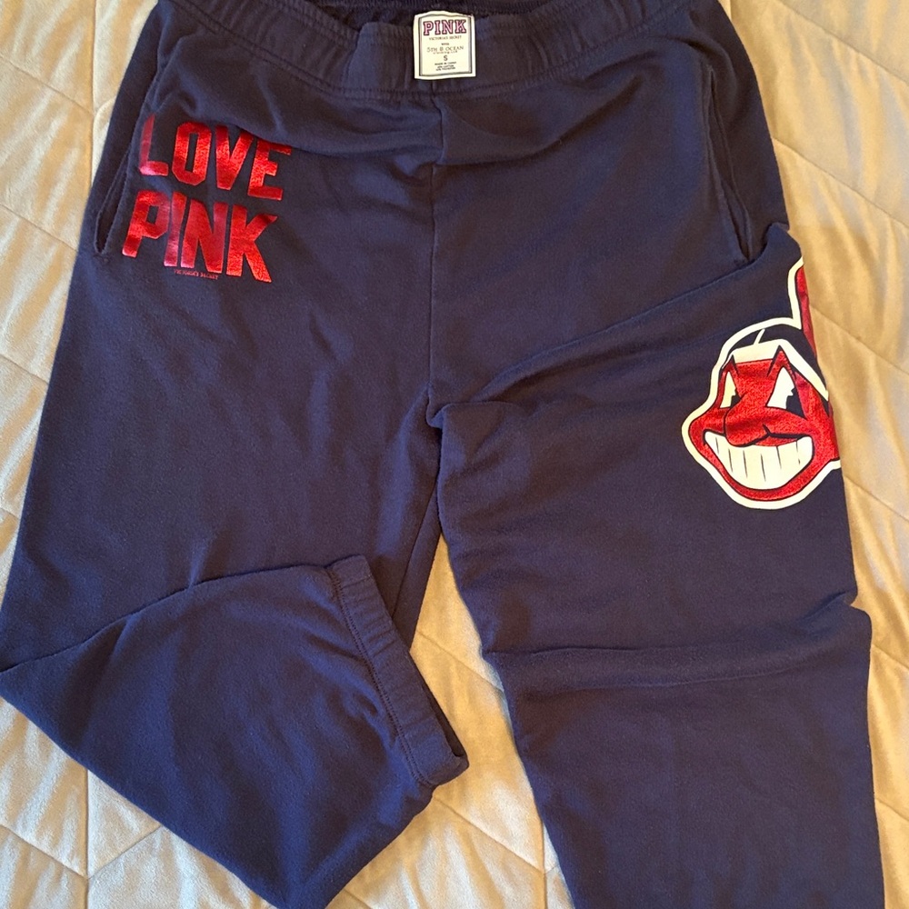 PINK Victoria's Secret Navy Pants with Red Graphics